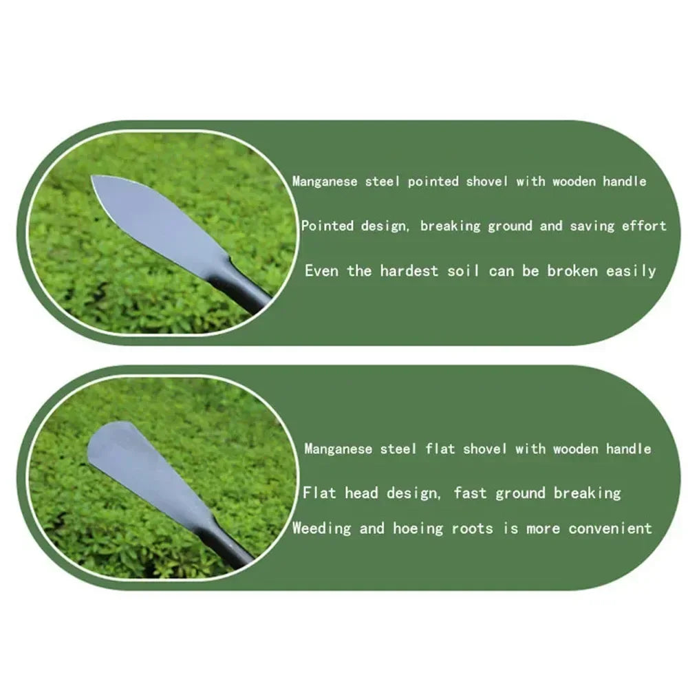 Multi-Purpose Garden Shovel &amp; Iron Hoe for Planting &amp; Weeding