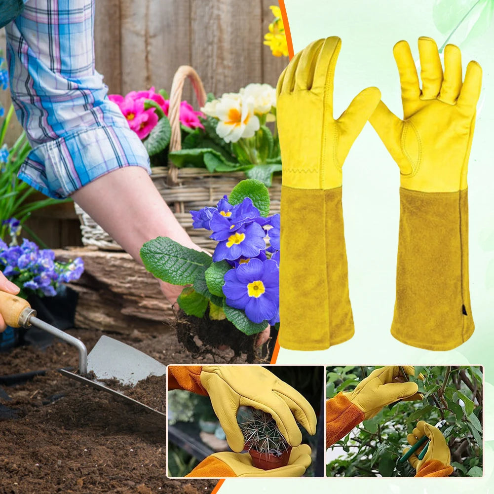 Thorn-Proof Garden Gloves with Long Protective Gauntlets