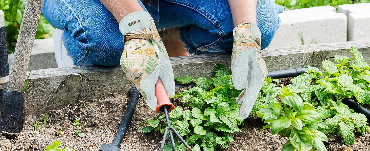 Thorn-Proof Leather Gardening Gloves for Pruning &amp; Weeding