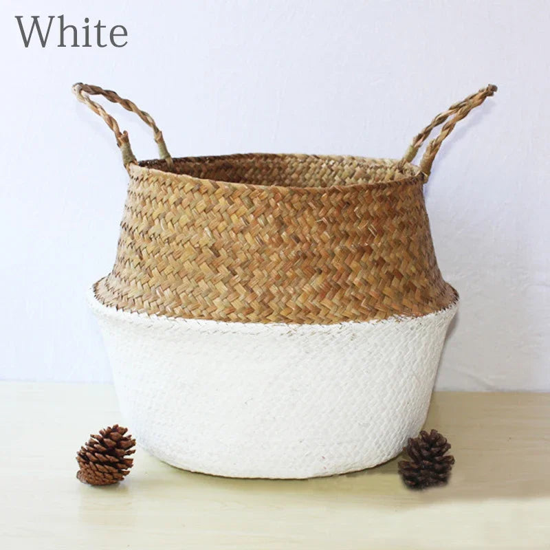 Handwoven Straw Plant Pot Basket for Indoor &amp; Outdoor Decor