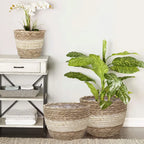 Woven Straw Plant Pot Cover Basket for Indoor &amp; Outdoor Plants
