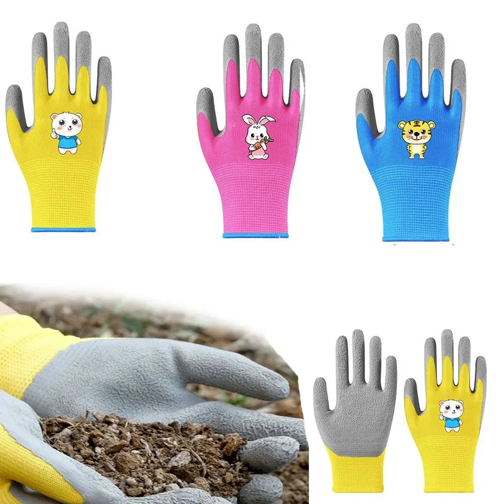 Kids Waterproof Non-Slip Gardening Work Gloves