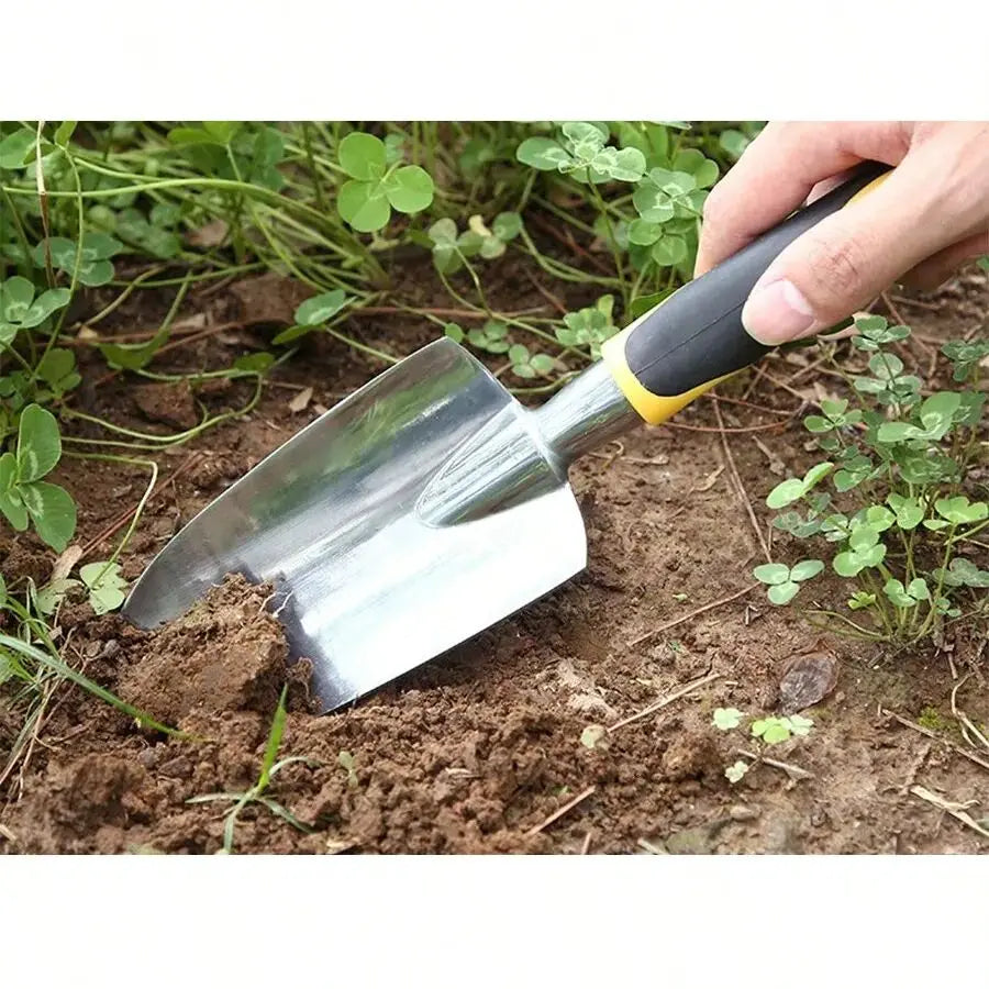 Stainless Steel Garden Shovel with Anti-Slip Rubber Handle