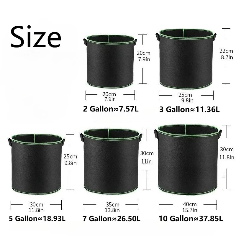 Non-Woven Grow Bags with Handles for Vegetables, Flowers &amp; Plants