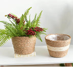 Woven Straw Plant Pot Cover Basket for Indoor &amp; Outdoor Plants