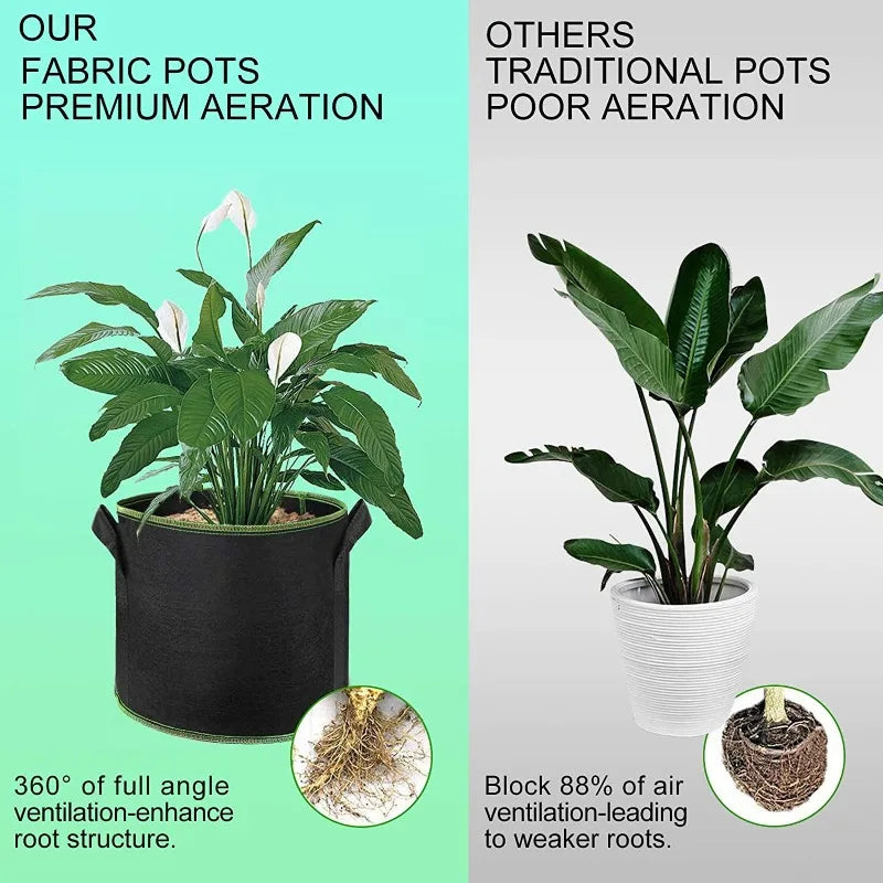 Non-Woven Grow Bags with Handles for Vegetables, Flowers &amp; Plants
