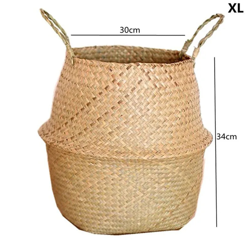 Woven Straw Plant Pot Cover Basket for Indoor &amp; Outdoor Plants