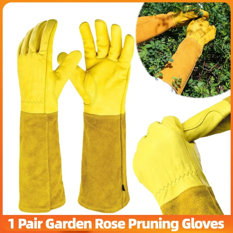 Thorn-Proof Garden Gloves with Long Protective Gauntlets