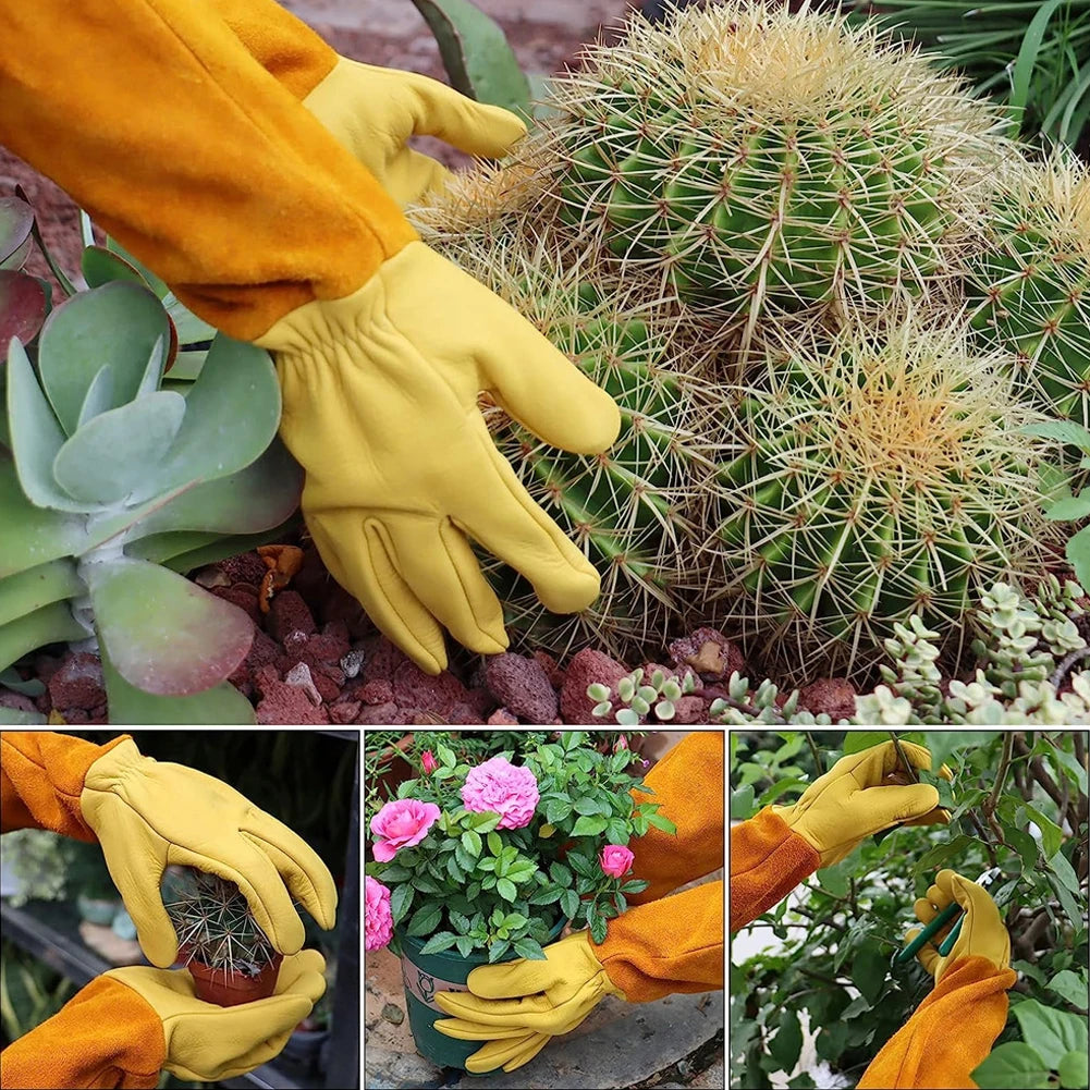 Thorn-Proof Garden Gloves with Long Protective Gauntlets