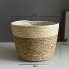 Woven Straw Plant Pot Cover Basket for Indoor &amp; Outdoor Plants