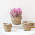 Woven Straw Plant Pot Cover Basket for Indoor &amp; Outdoor Plants