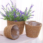 Woven Straw Plant Pot Cover Basket for Indoor &amp; Outdoor Plants