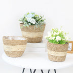 Woven Straw Plant Pot Cover Basket for Indoor &amp; Outdoor Plants