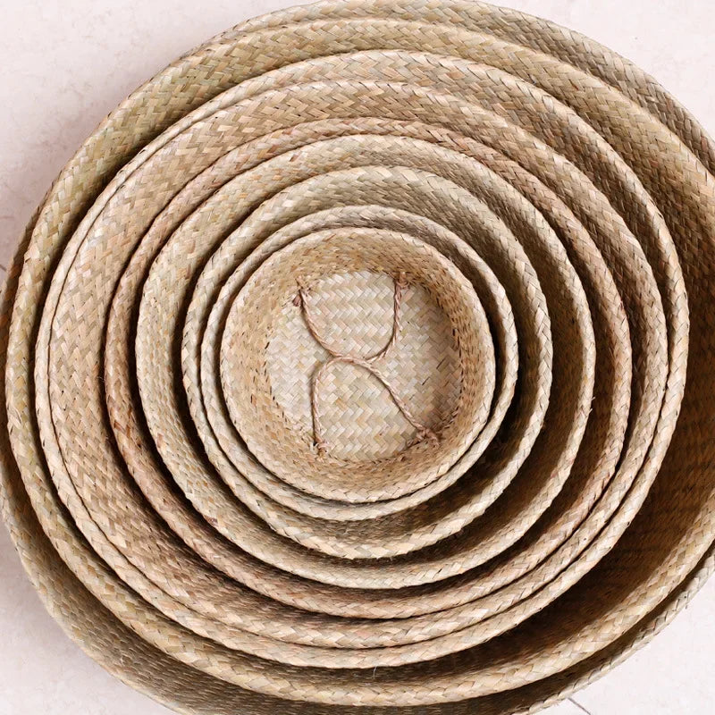 Handwoven Straw Plant Pot Basket for Indoor &amp; Outdoor Decor