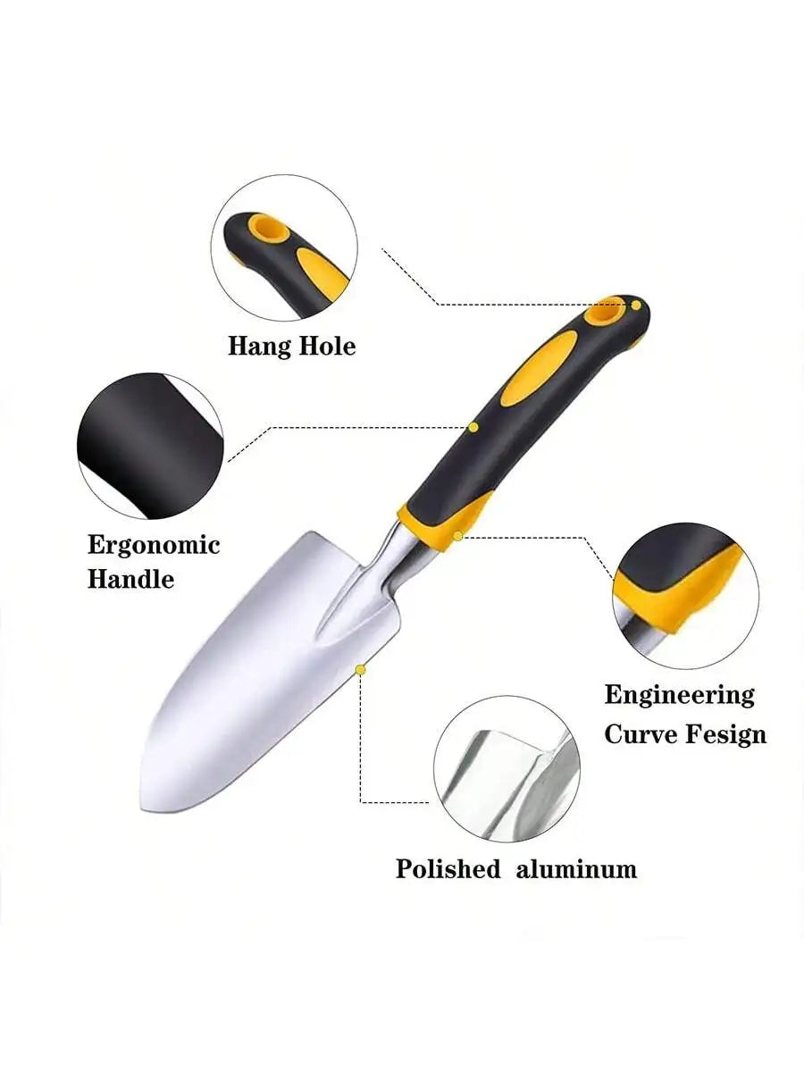 Stainless Steel Garden Shovel with Anti-Slip Rubber Handle