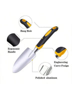 Stainless Steel Garden Shovel with Anti-Slip Rubber Handle