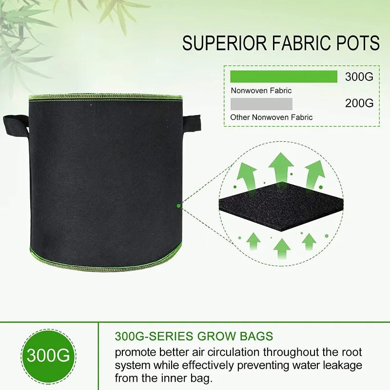 Non-Woven Grow Bags with Handles for Vegetables, Flowers &amp; Plants