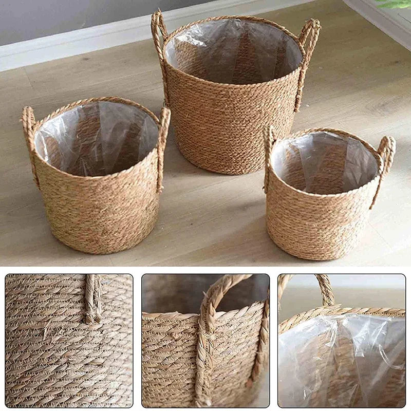 Nordic Extra Large Handwoven Seaweed Plant Pot Basket