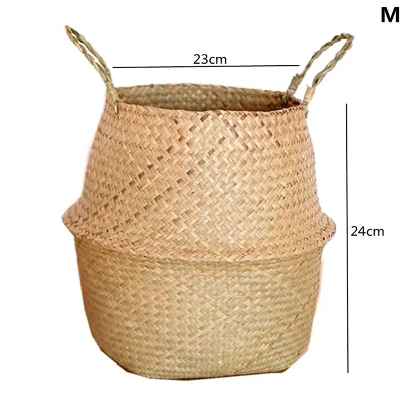 Woven Straw Plant Pot Cover Basket for Indoor &amp; Outdoor Plants