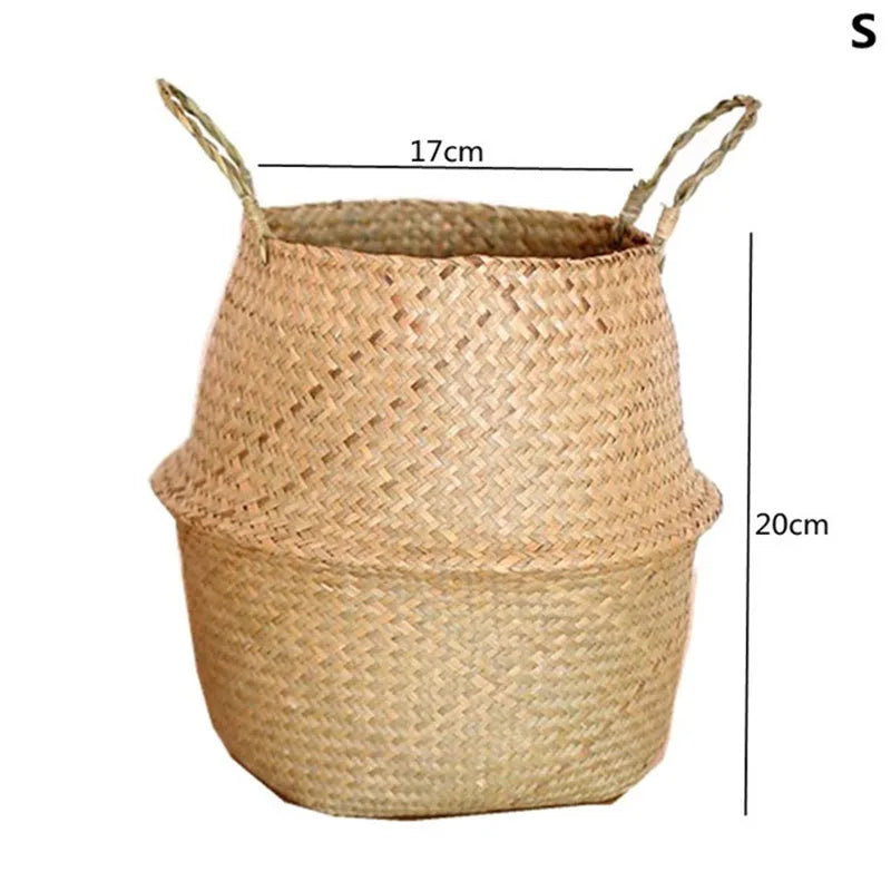 Woven Straw Plant Pot Cover Basket for Indoor &amp; Outdoor Plants