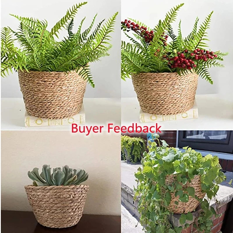 Woven Straw Plant Pot Cover Basket for Indoor &amp; Outdoor Plants