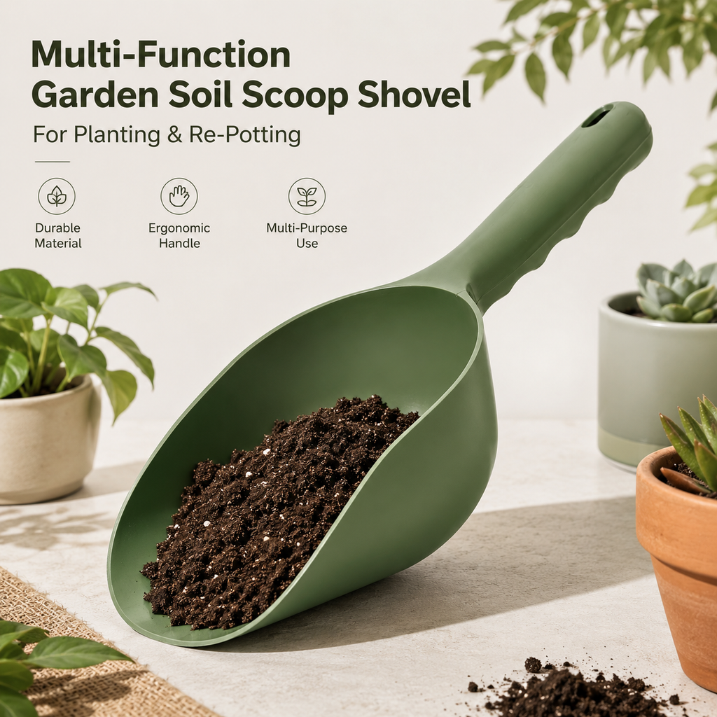Multi-Function Garden Soil Scoop Shovel for Planting & Re-Potting