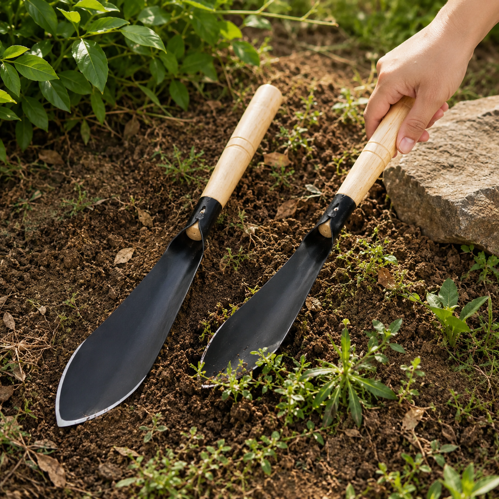 Multi-Purpose Garden Shovel &amp; Iron Hoe for Planting &amp; Weeding